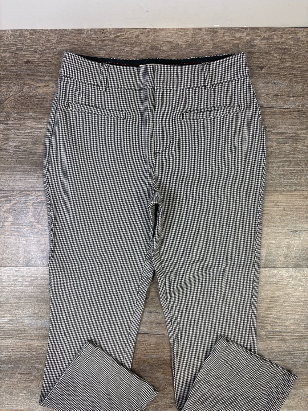 Maeve by Anthropologie Houndstooth Slim Ankle Pants Black White Size 0